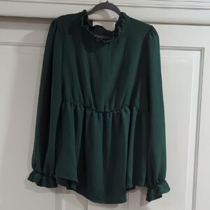 Green Ruffle Blouse